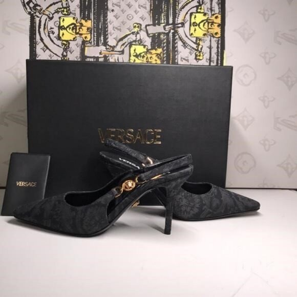 New Authentic Versace Barocco Pumps in black and grey jacquard - Picture 9 of 9